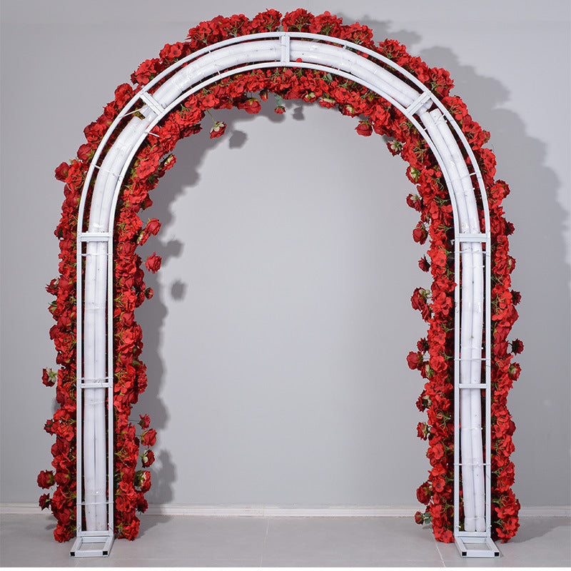 Valar Red Rose Floral Arch, Artificial Flower Backdrop, Wedding Ceremony Decor, Event Photography Prop VA-331