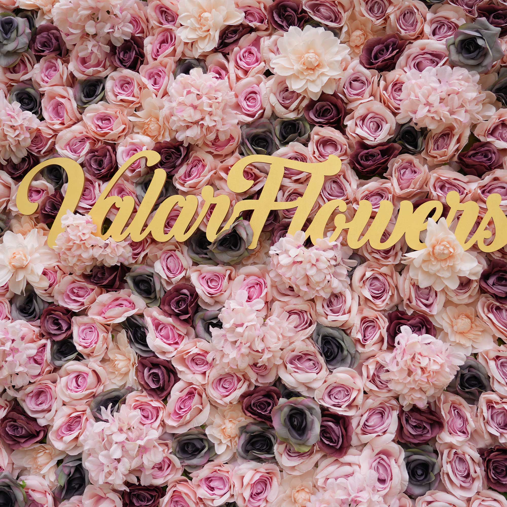 バラーフラワーロールアップファブリック人工ミックスブラウンとピンクがかったグレーのフラワーウォールウェディングバックドロップ、フローラルパーティーデコレーション、イベントフォトグラフィー-VF-062