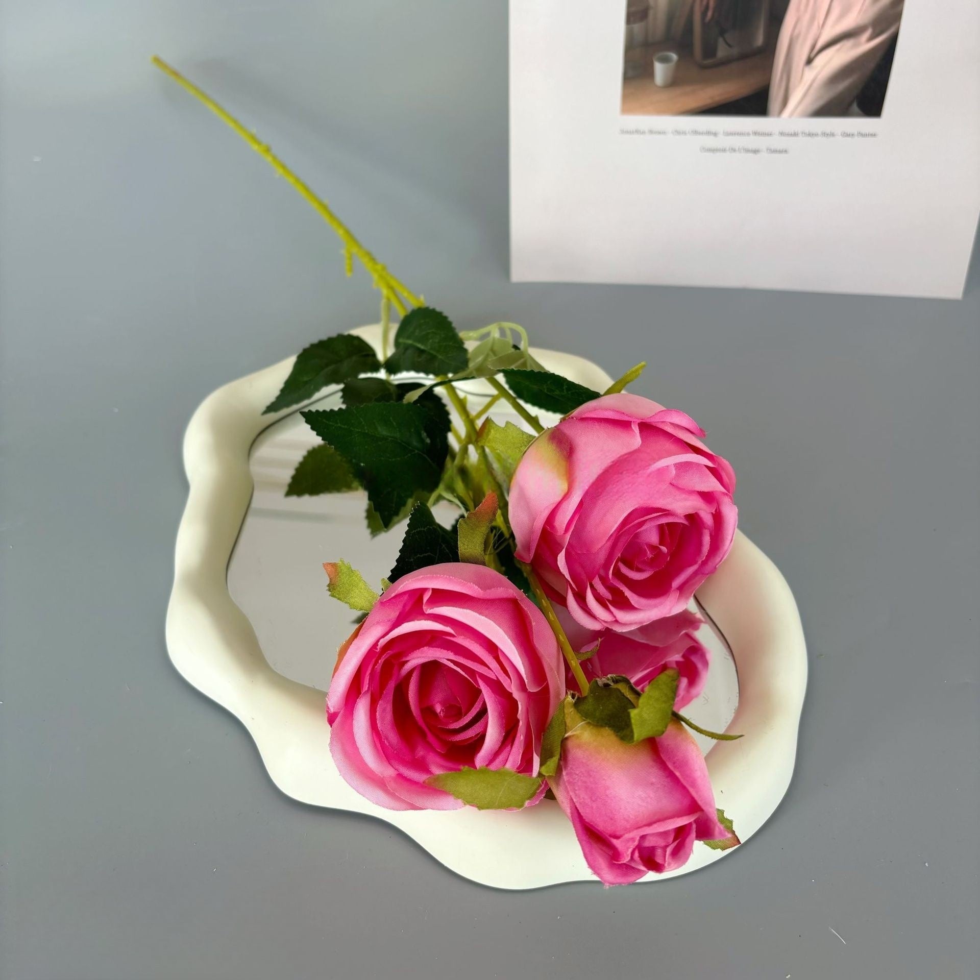 Schwarz-rosa Kunstblumen-Set – Moderne Geburtstagsparty-Hintergrunddekoration mit Kunstblumenarrangement FA-255