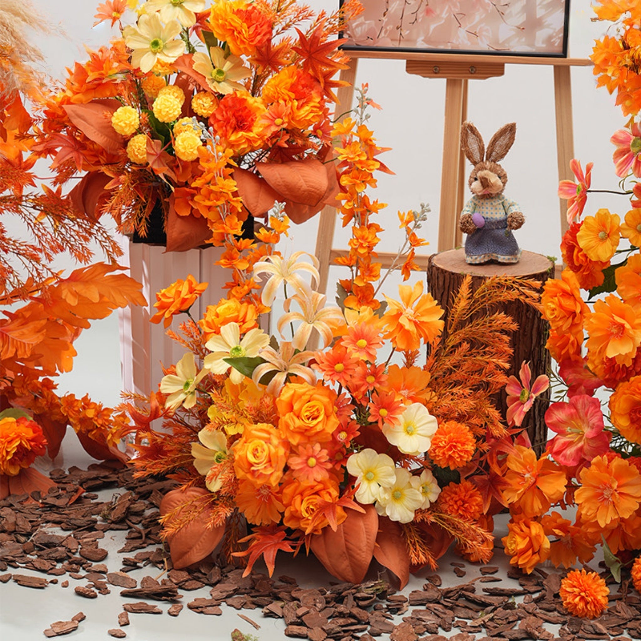 Arco de Cuerno Rosa Romántico Valar, Fondo Floral Artificial, Decoración para Propuestas y Ceremonias de Boda, Prop Elegante para Fotografía de Eventos VA-341