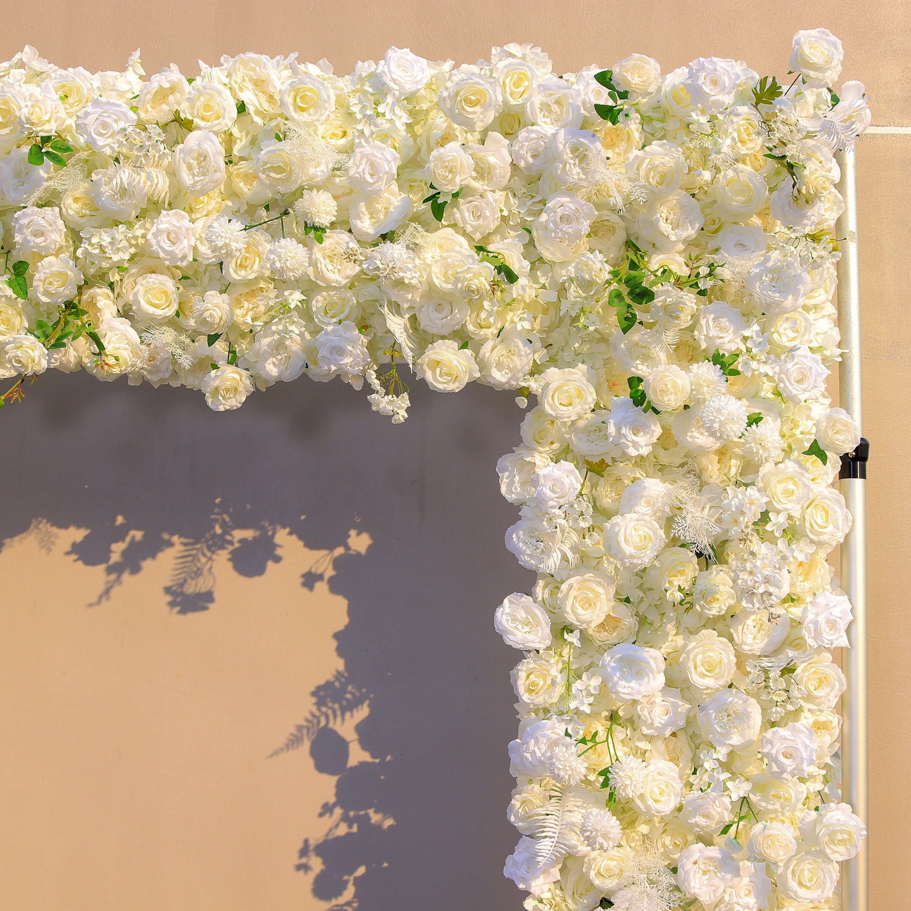 Elegant All-White Faux Floral Archway – Rectangular Flower Frame for Weddings, Parties, and Photoshoots VA-356