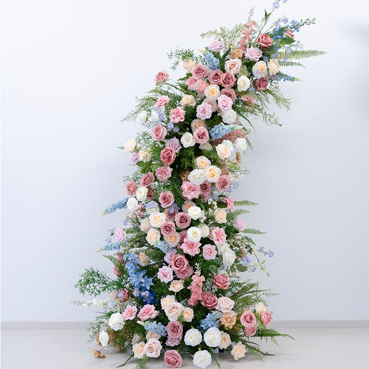 Eleganter Blumenbogen in Mondform für die Hochzeitszeremonie – Künstlicher Blumenbogen für Hochzeiten, Veranstaltungen und besondere Anlässe