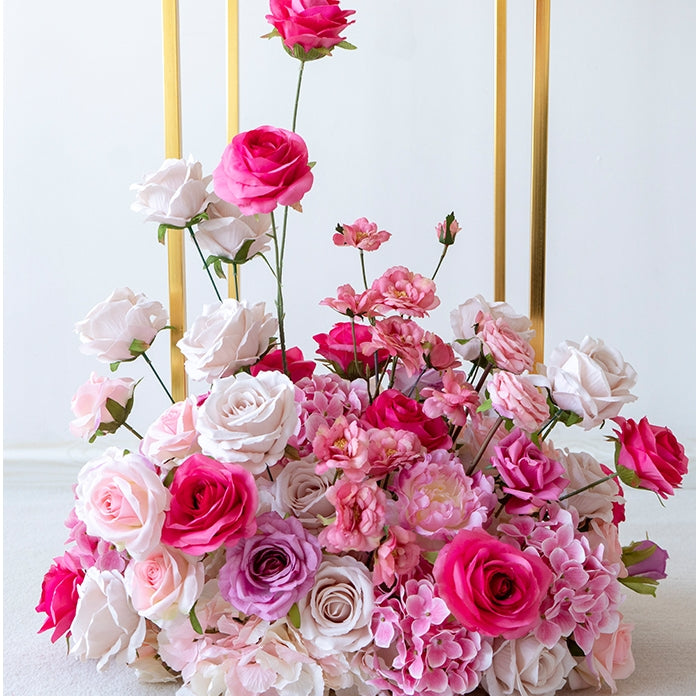 Arreglo de Flores Artificiales en Degradado Rosa – Instalación de Rosas de Lujo para Decoración de Fondo en Fiesta o Evento FA-257