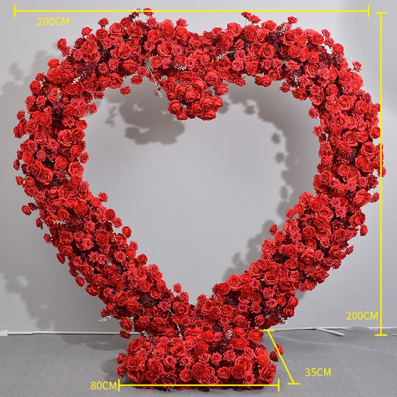 Heart-Shaped Artificial Rose Arch – Romantic Wedding Ceremony Backdrop, Event Decoration, and Floral Display HA-403