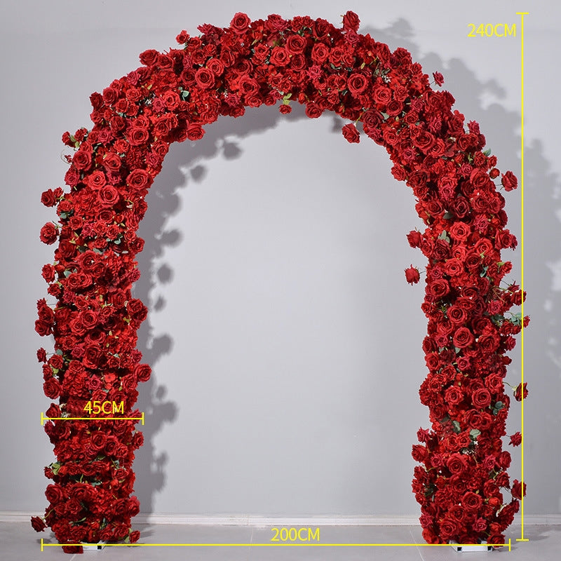Valar Red Rose Floral Arch, Artificial Flower Backdrop, Wedding Ceremony Decor, Event Photography Prop VA-331