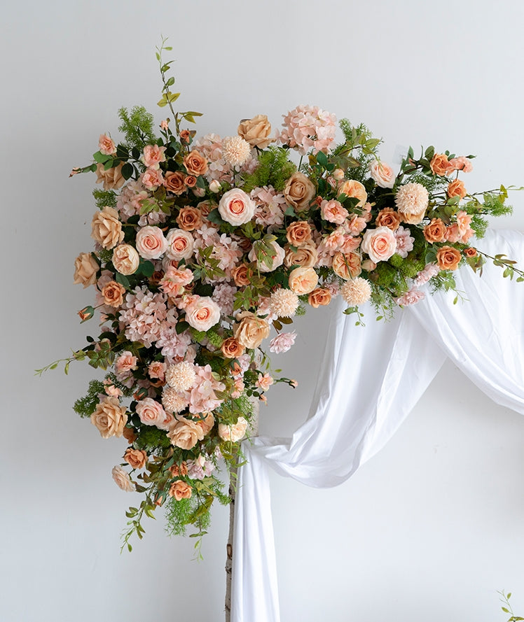 Champagne Beige Artificial Flower Arch – Romantic Wedding Backdrop for Outdoor or Indoor Ceremonies FA-249