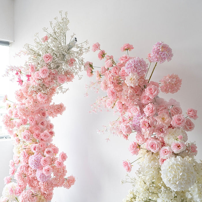 Eleganter Blumenbogen in Mondform für die Hochzeitszeremonie – Künstlicher Blumenbogen für Hochzeiten, Veranstaltungen und besondere Anlässe