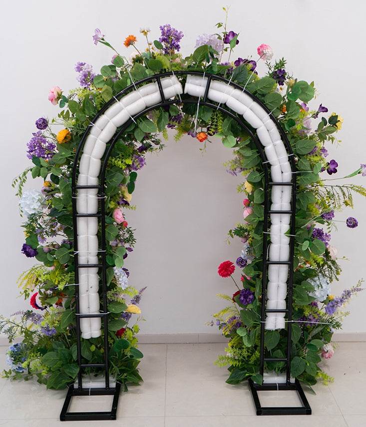 Arche florale élégante en forme de lune pour cérémonie de mariage - Arche de fleurs artificielles pour mariages, événements et occasions spéciales