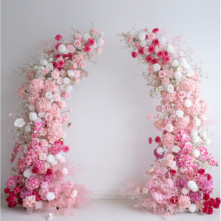 Valar Romantic Pink Horn Arch, Artificial Floral Backdrop, Proposal & Wedding Ceremony Decor, Elegant Event Photography Prop VA-341