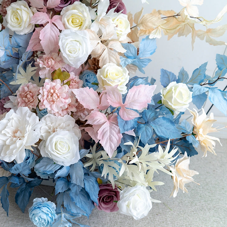 Arche florale élégante en forme de lune pour cérémonie de mariage - Arche de fleurs artificielles pour mariages, événements et occasions spéciales