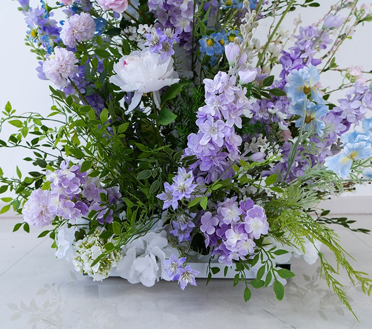 Valar Flower Luxury Crescent Floral Arch Set – Lavender & Blush Wedding Ceremony Backdrop VA-394