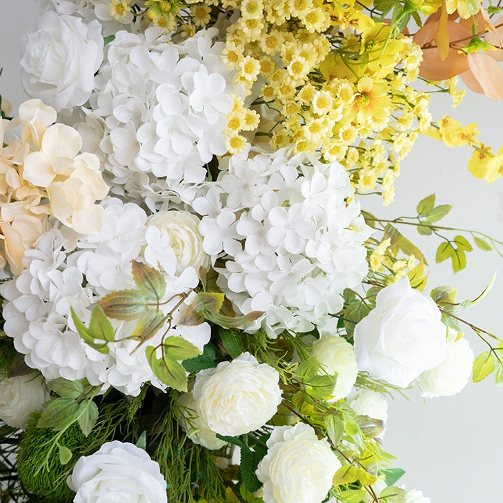 قوس قرن الأزهار بشكل القمر الأنيق لحفلات الزفاف - قوس أزهار صناعية للزفاف، الفعاليات، والمناسبات الخاصة VA-313