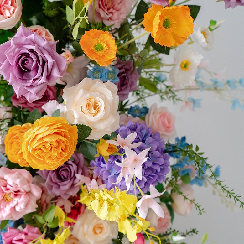 Arche florale élégante en forme de lune pour cérémonie de mariage - Arche de fleurs artificielles pour mariages, événements et occasions spéciales