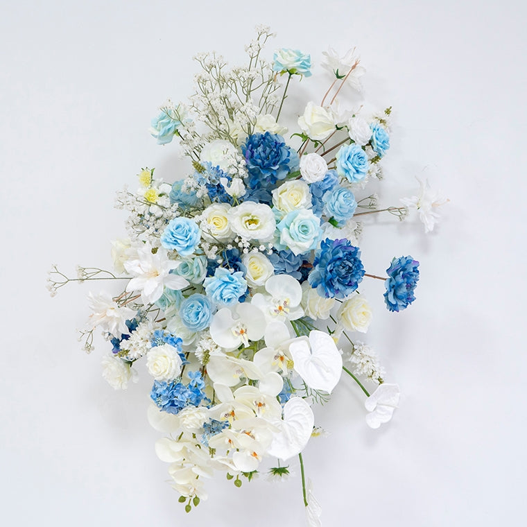 Combinación Floral Azul Tiffany y Blanco - Exhibición Floral Elegante para Área de Bienvenida de Boda FA-254