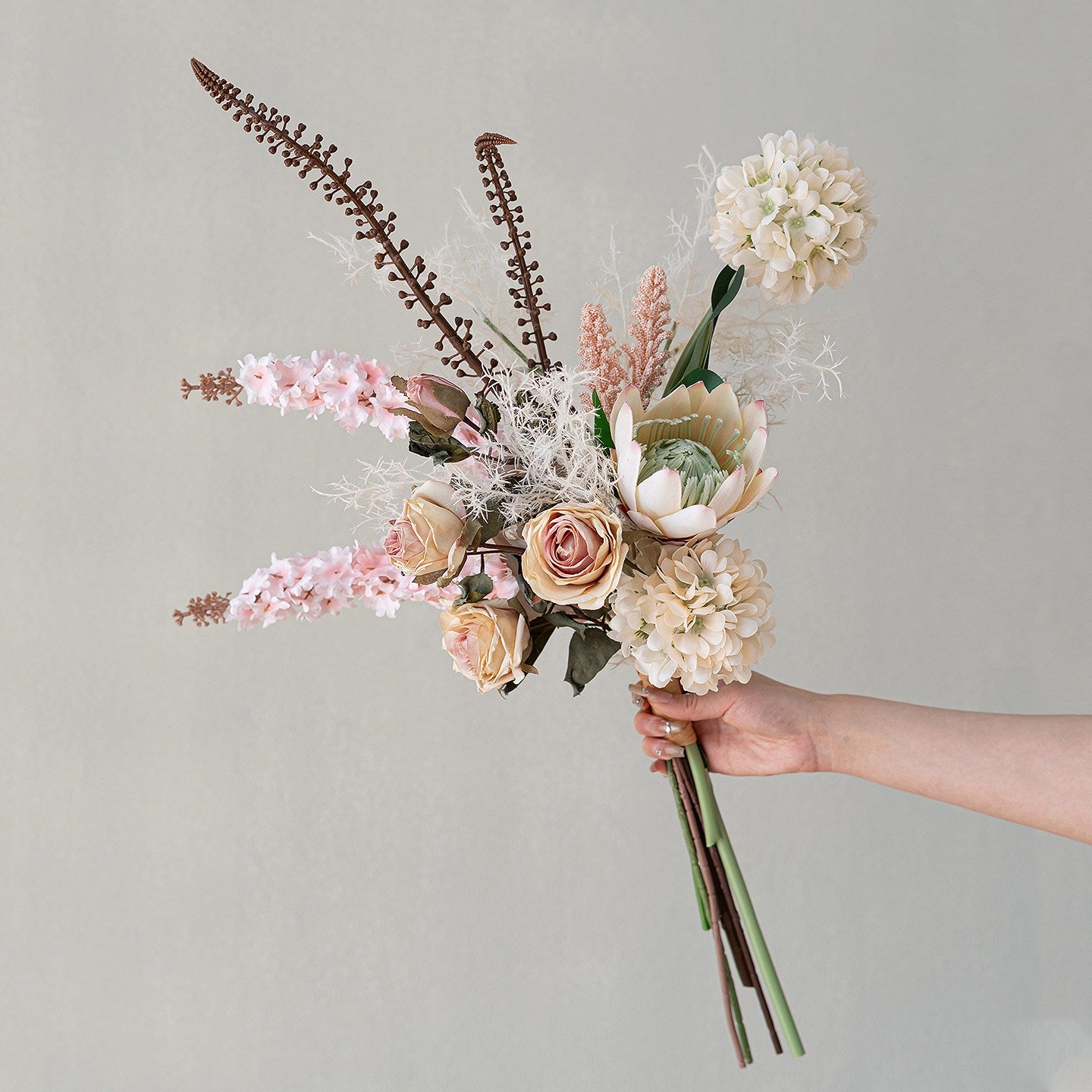 Arreglo de Ramo Floral con Tema Elegante de Otoño | Flores Artificiales de Lujo para Boda y Decoración Interior del Hogar VB-113 (Sin Jarrón)