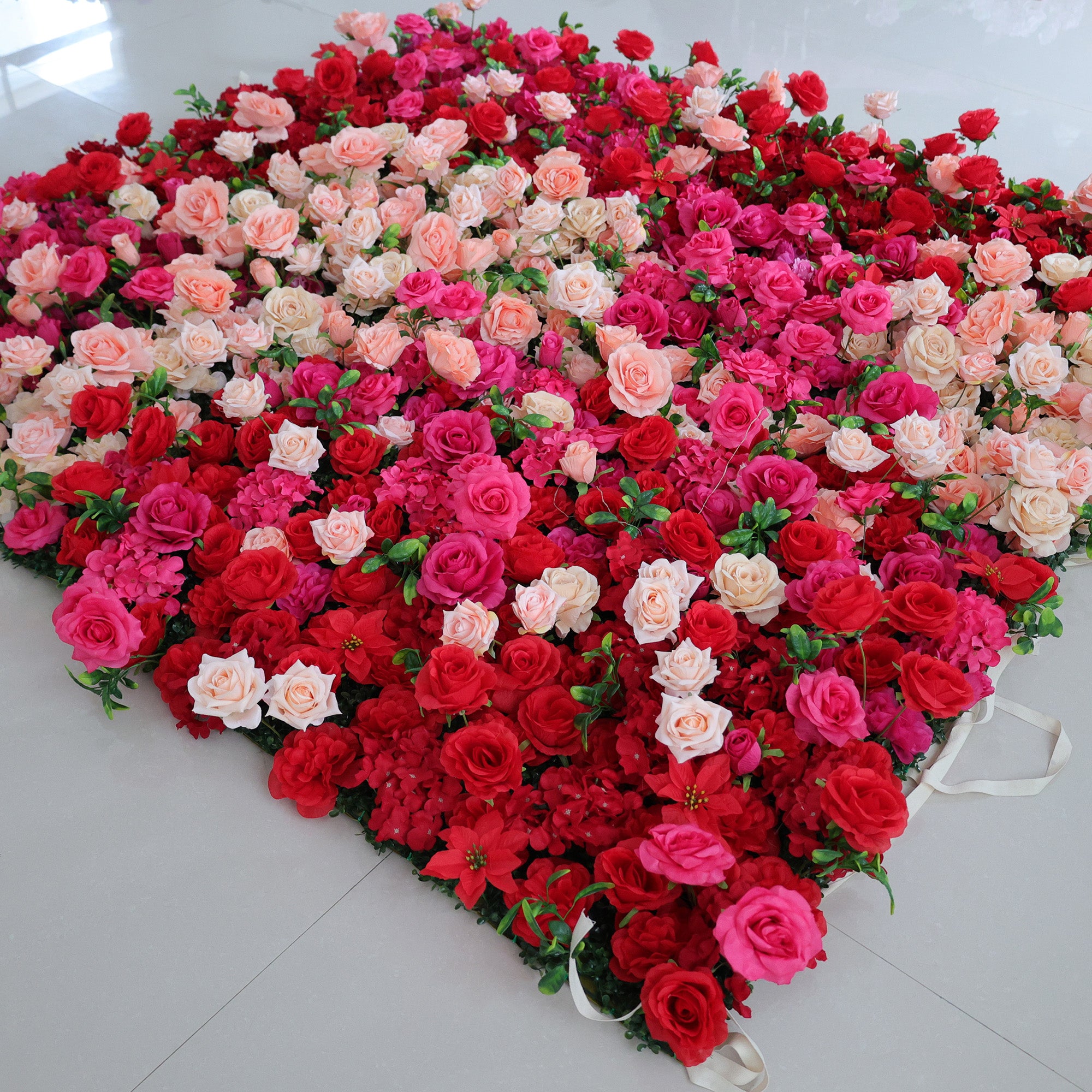 결혼식 및 파티 축하 장식을 위한 5D 핑크 로즈 롤업 꽃 벽 배경 VF-501
