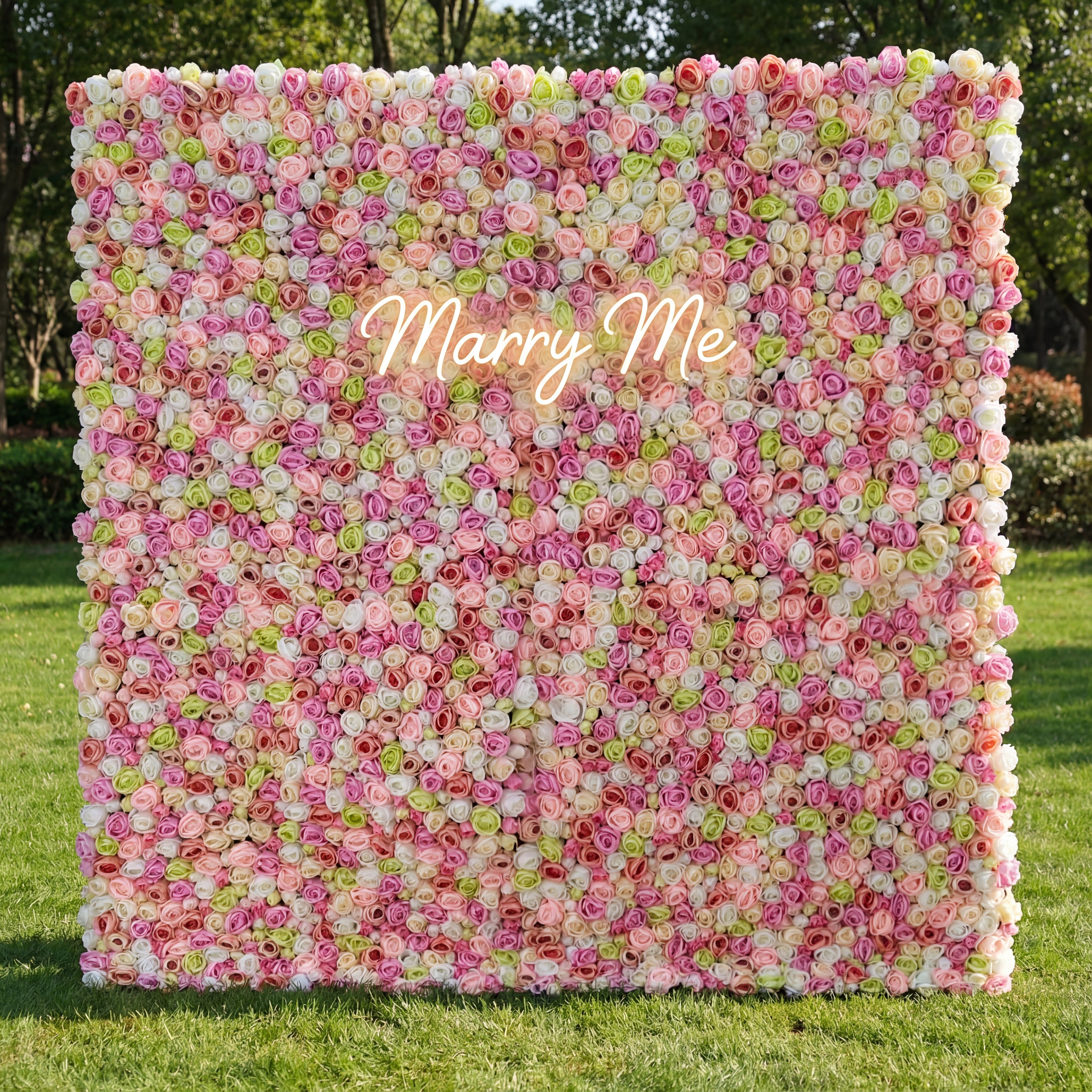 結婚式用人工花壁背景、ロールアップフローラルデコレーション、イベント写真撮影 - VF-103