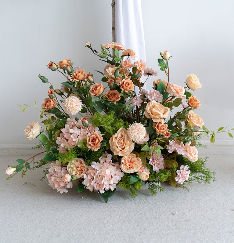 Champagne Beige Artificial Flower Arch – Romantic Wedding Backdrop for Outdoor or Indoor Ceremonies FA-249