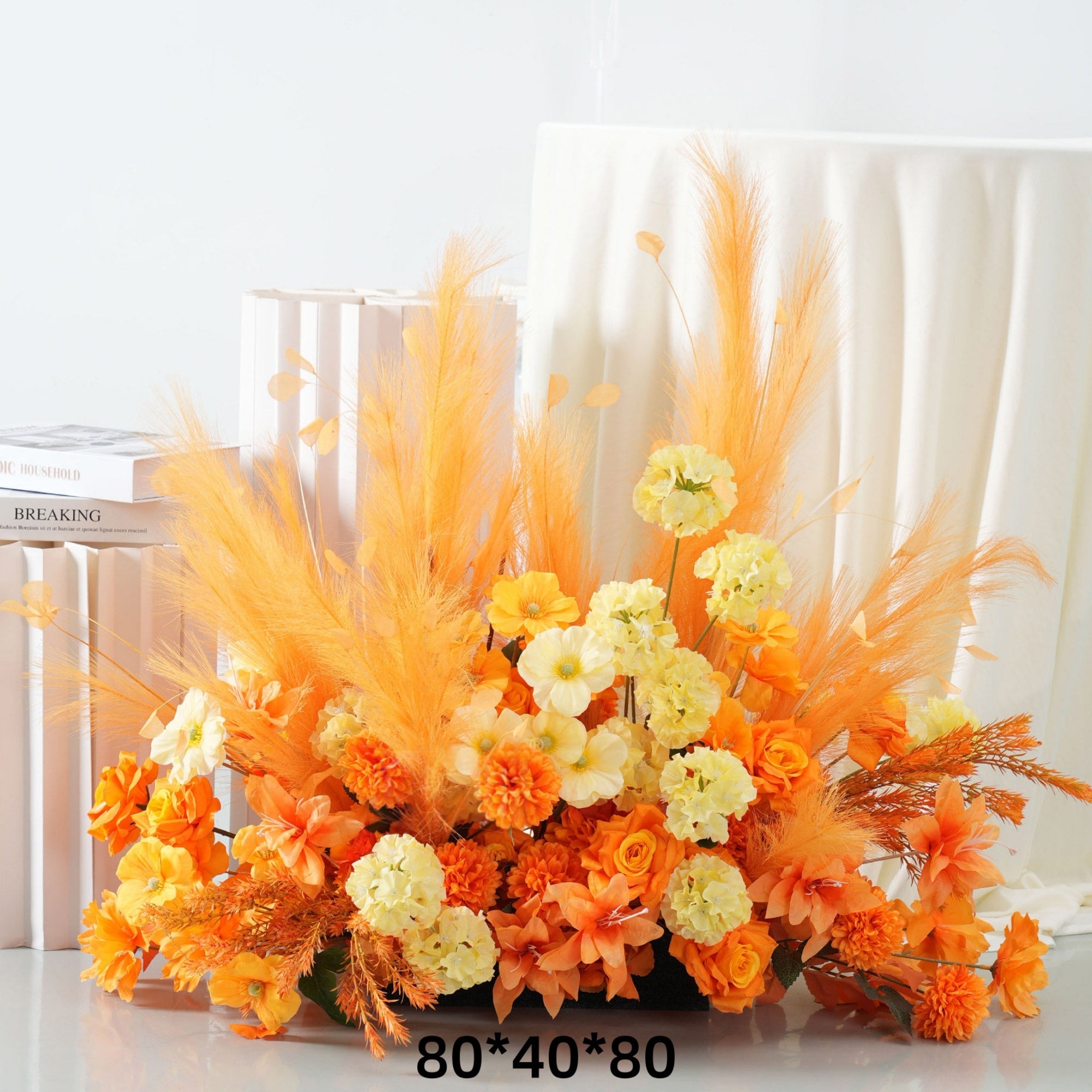 Configuración de flores artificiales inspiradas en la primavera – Conjunto de flores artificiales azules y amarillas para eventos FA-264