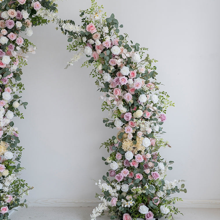 Valar Greenery & Pastel Horn Arch, Fondo Floral Artificial, Decoración Romántica para Ceremonias de Boda, Elegante Accesorio para Fotografía de Eventos VA-340