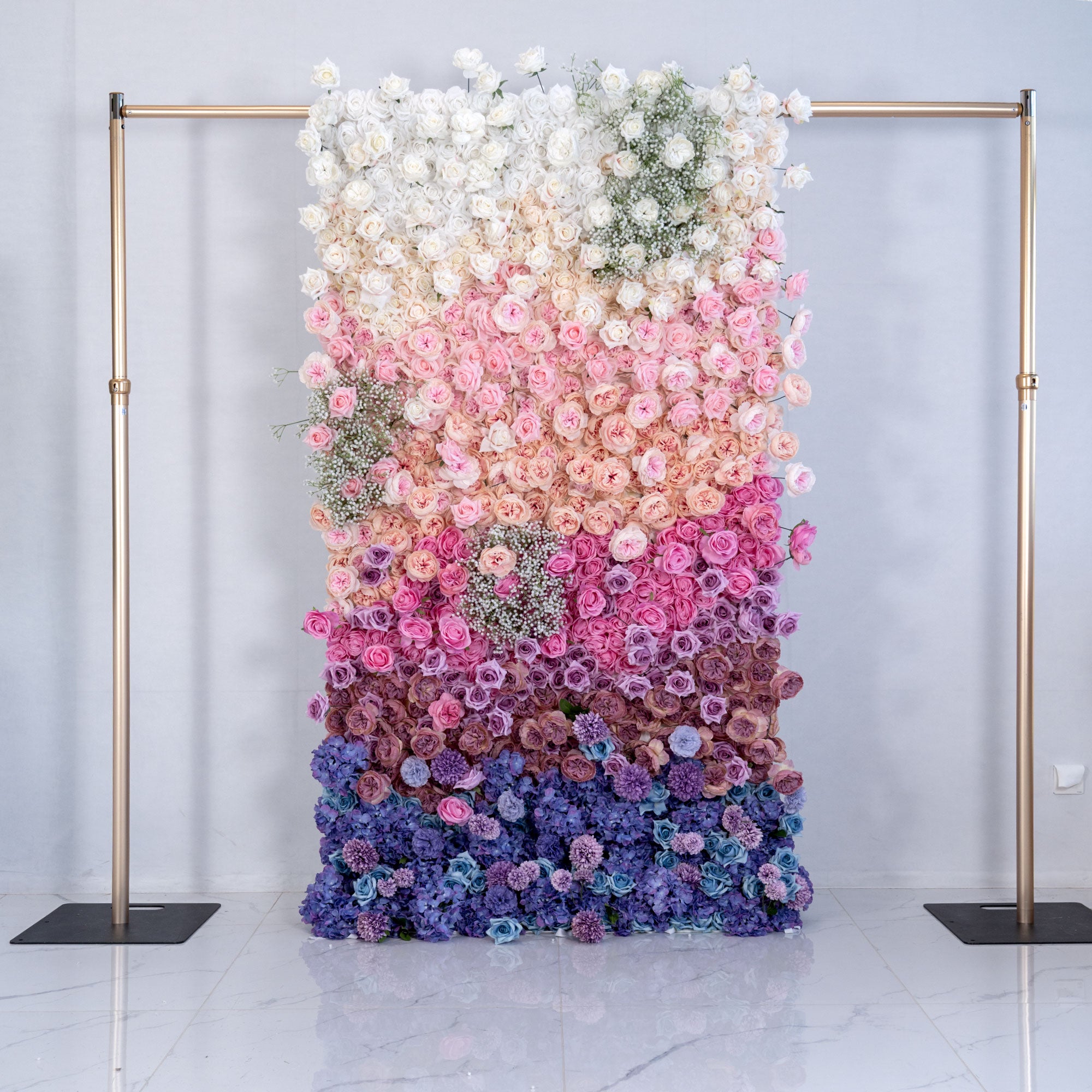 バラーフラワーロールアップファブリック人工花壁結婚式バックドロップ、フローラルパーティーデコレーション、イベントフォトグラフィー-VF-340