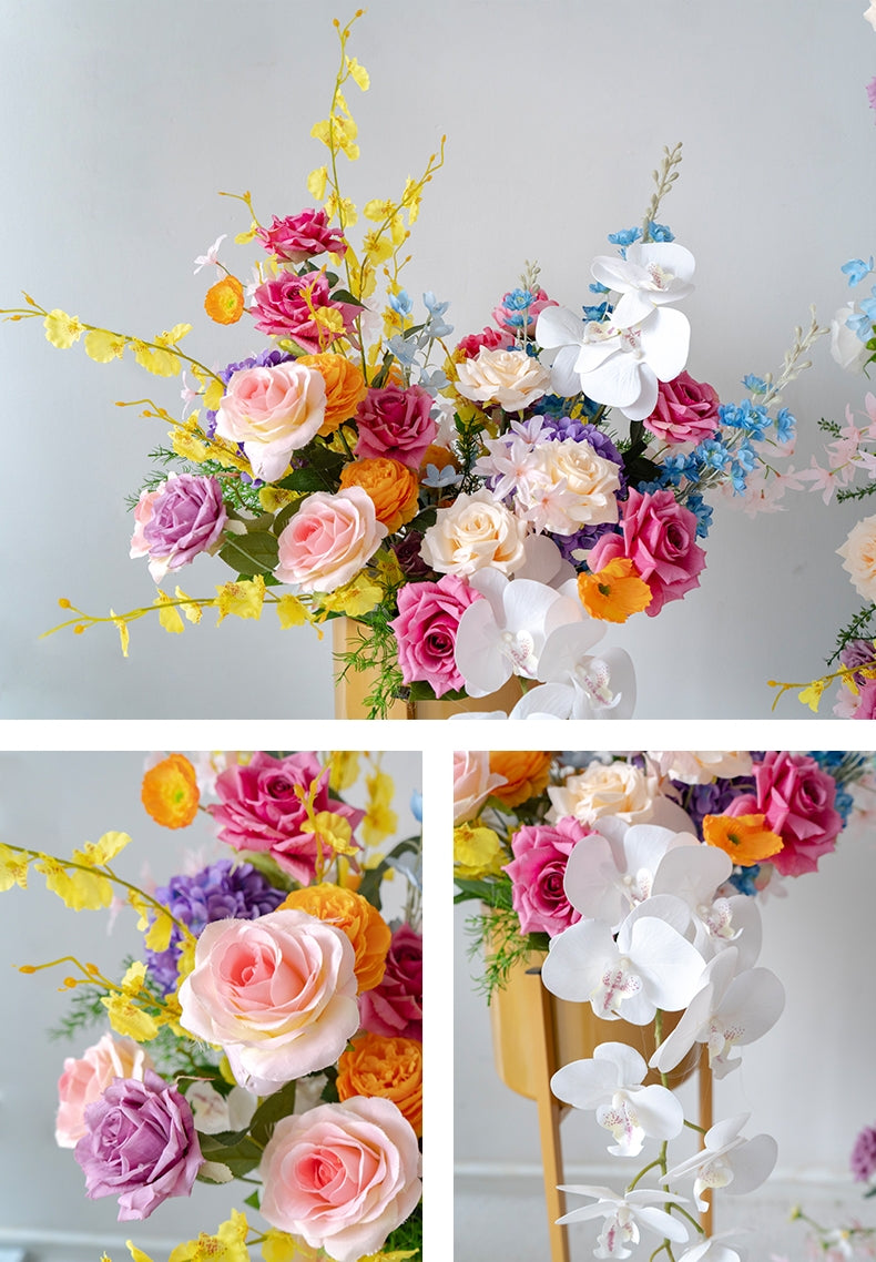 Arche florale élégante en forme de lune pour cérémonie de mariage - Arche de fleurs artificielles pour mariages, événements et occasions spéciales