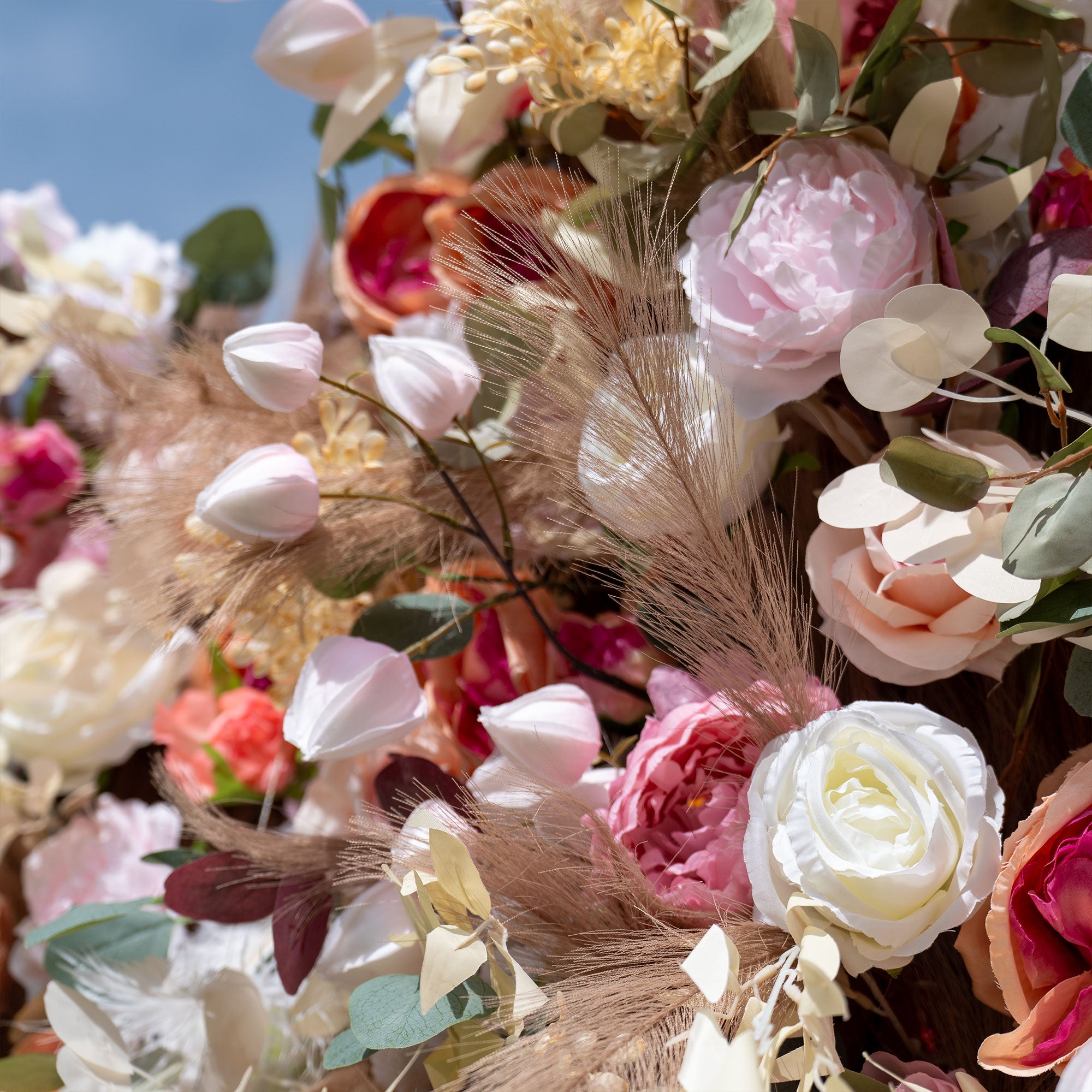 バラーフラワーロールアップファブリック人工花壁結婚式バックドロップ、フローラルパーティーデコレーション、イベントフォトグラフィー-VF-327-2