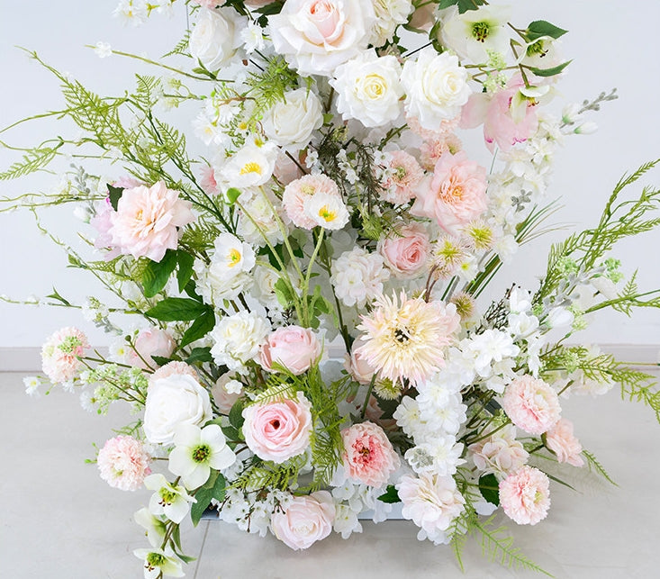 Valar Flower Luxury Crescent Floral Arch Set – Lavender & Blush Wedding Ceremony Backdrop VA-394