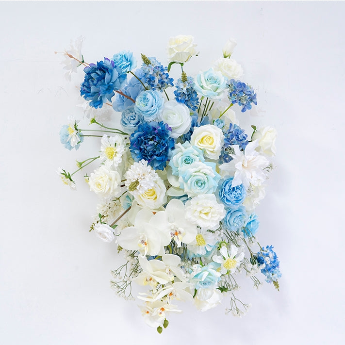 Combinación Floral Azul Tiffany y Blanco - Exhibición Floral Elegante para Área de Bienvenida de Boda FA-254