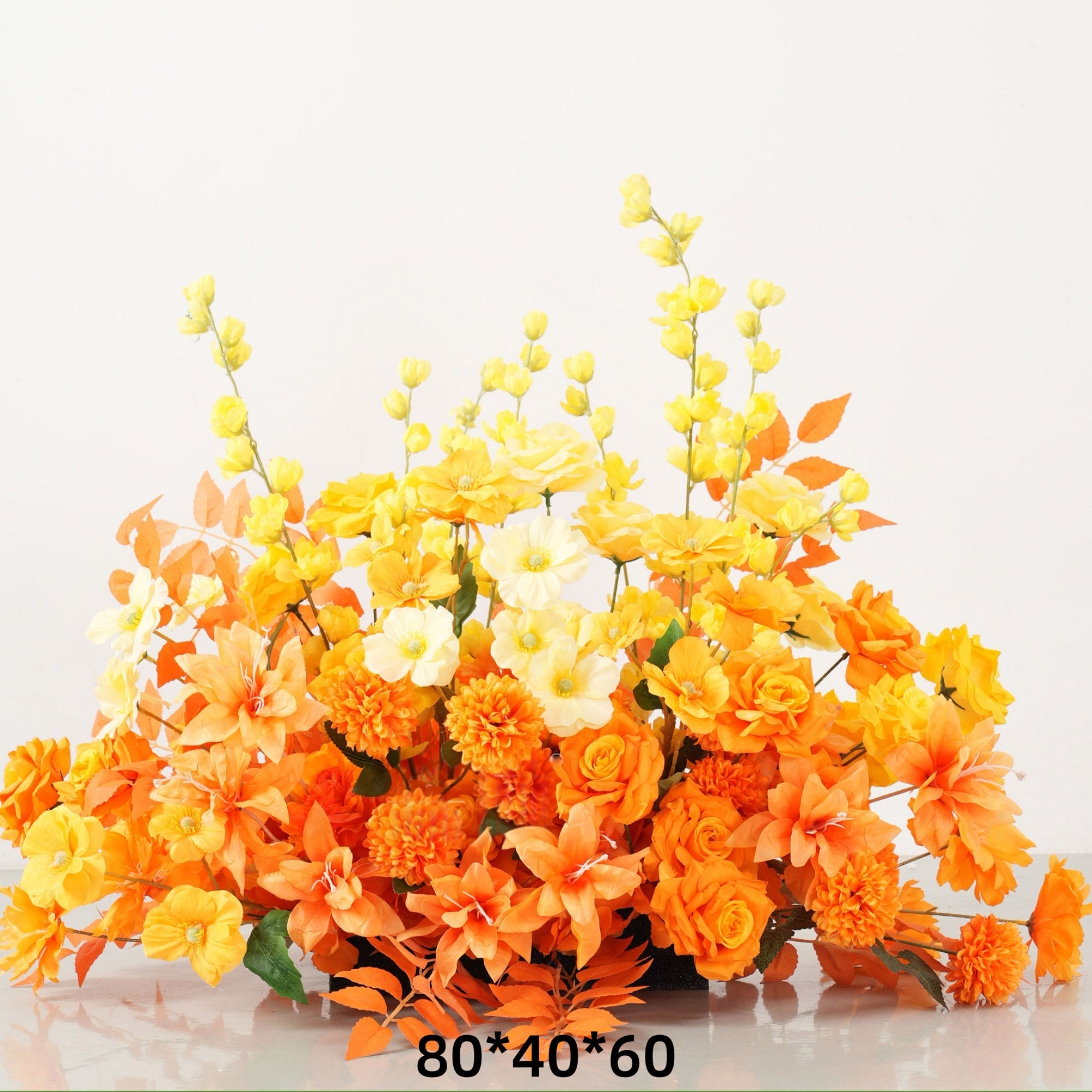 Configuración de flores artificiales inspiradas en la primavera – Conjunto de flores artificiales azules y amarillas para eventos FA-264