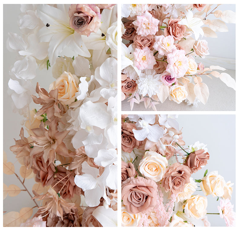 Arche florale élégante en forme de lune pour cérémonie de mariage - Arche de fleurs artificielles pour mariages, événements et occasions spéciales