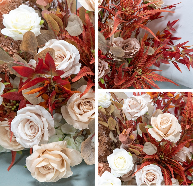 Rust Rose Artificial Flower Decor – Boho Fall Wedding Welcome & Centerpiece Arrangement FA-259