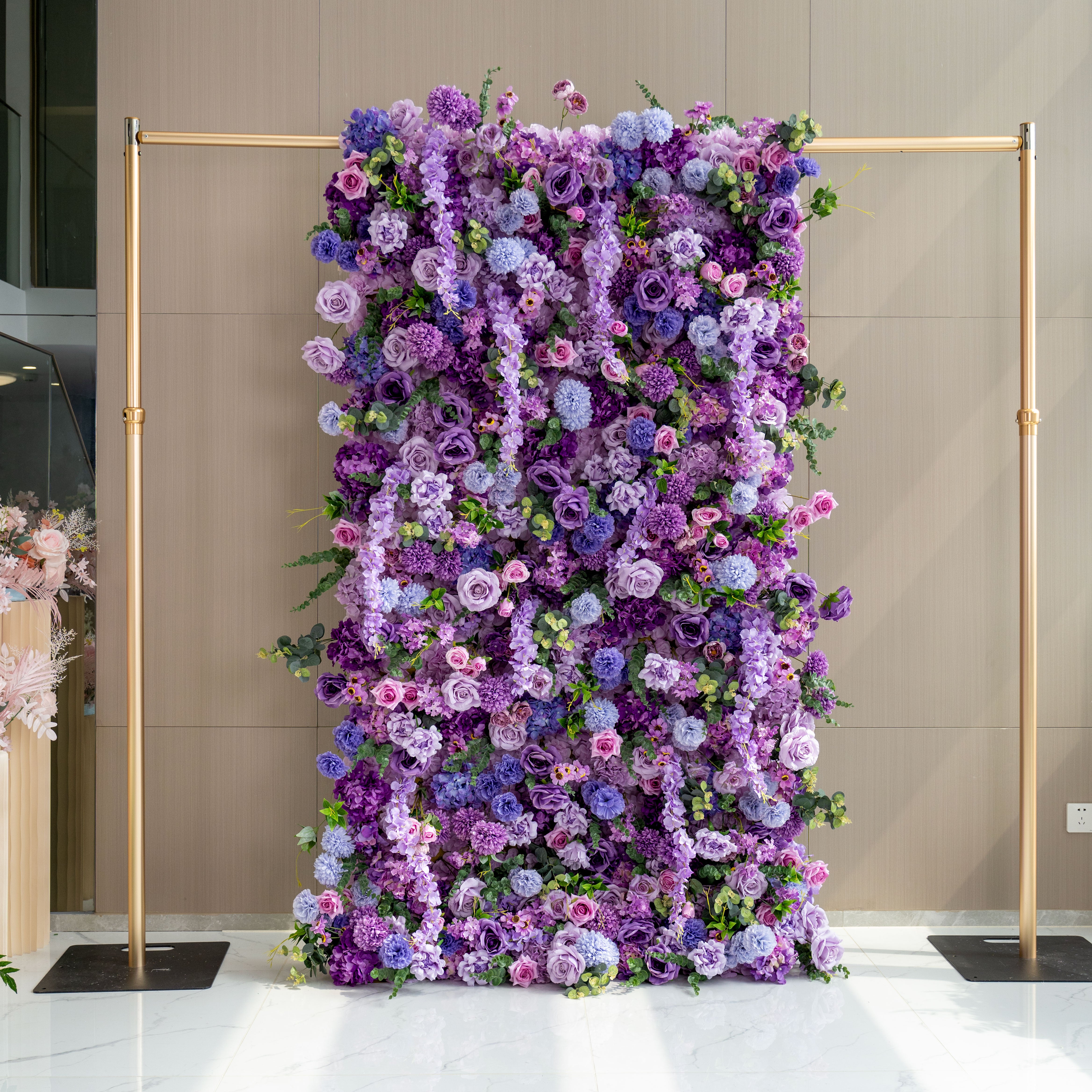 Fleurs Valar enroulables en tissu, mur de fleurs violettes artificielles, toile de fond de mariage, décor de fête florale, photographie d'événement-VF-192