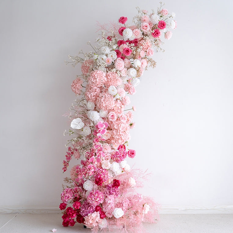 Valar Romantic Pink Horn Arch, Artificial Floral Backdrop, Proposal & Wedding Ceremony Decor, Elegant Event Photography Prop VA-341