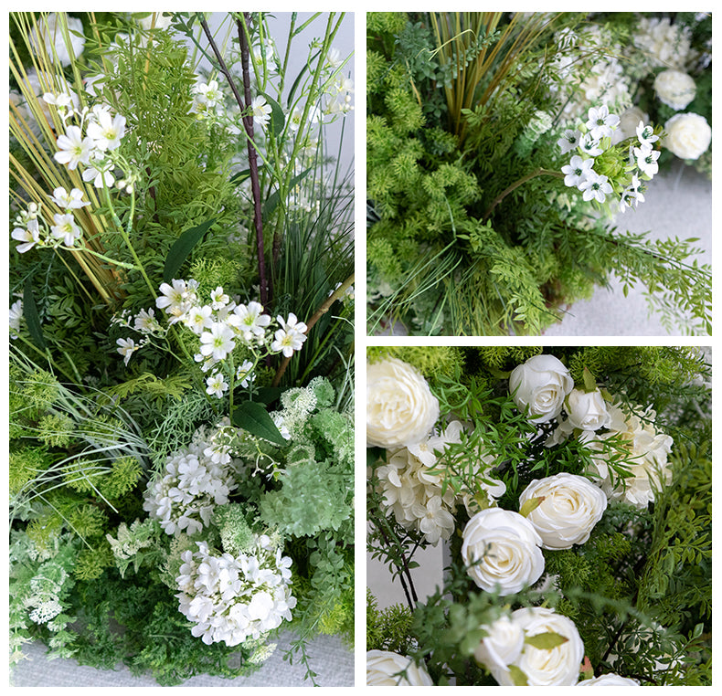 Arche florale élégante en forme de lune pour cérémonie de mariage - Arche de fleurs artificielles pour mariages, événements et occasions spéciales