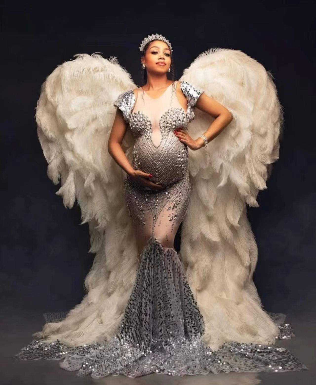 빅토리아 시크릿 엔젤 페더 윙스 – 자동차 쇼, 런웨이, 무대 공연, 모델링 및 사진 소품을 위한 진짜 타조 깃털 망토 VF-880