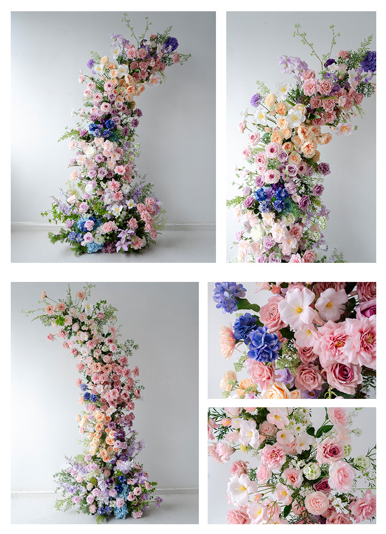 Arche florale élégante en forme de lune pour cérémonie de mariage - Arche de fleurs artificielles pour mariages, événements et occasions spéciales