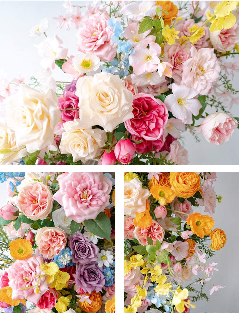 Arche florale élégante en forme de lune pour cérémonie de mariage - Arche de fleurs artificielles pour mariages, événements et occasions spéciales