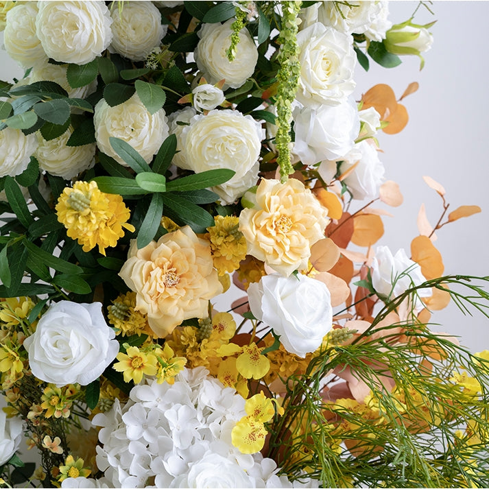 قوس قرن الأزهار بشكل القمر الأنيق لحفلات الزفاف - قوس أزهار صناعية للزفاف، الفعاليات، والمناسبات الخاصة VA-313