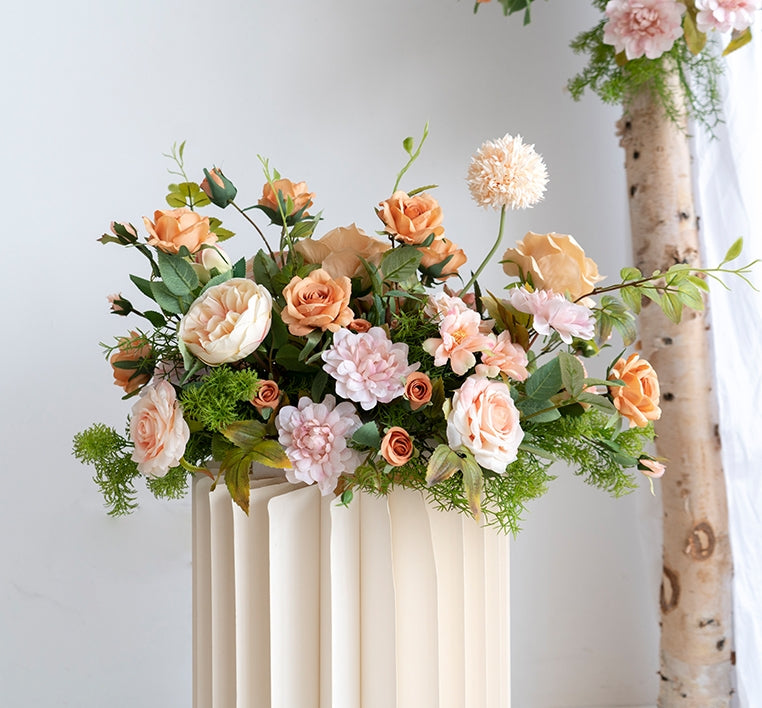 Champagne Beige Artificial Flower Arch – Romantic Wedding Backdrop for Outdoor or Indoor Ceremonies FA-249