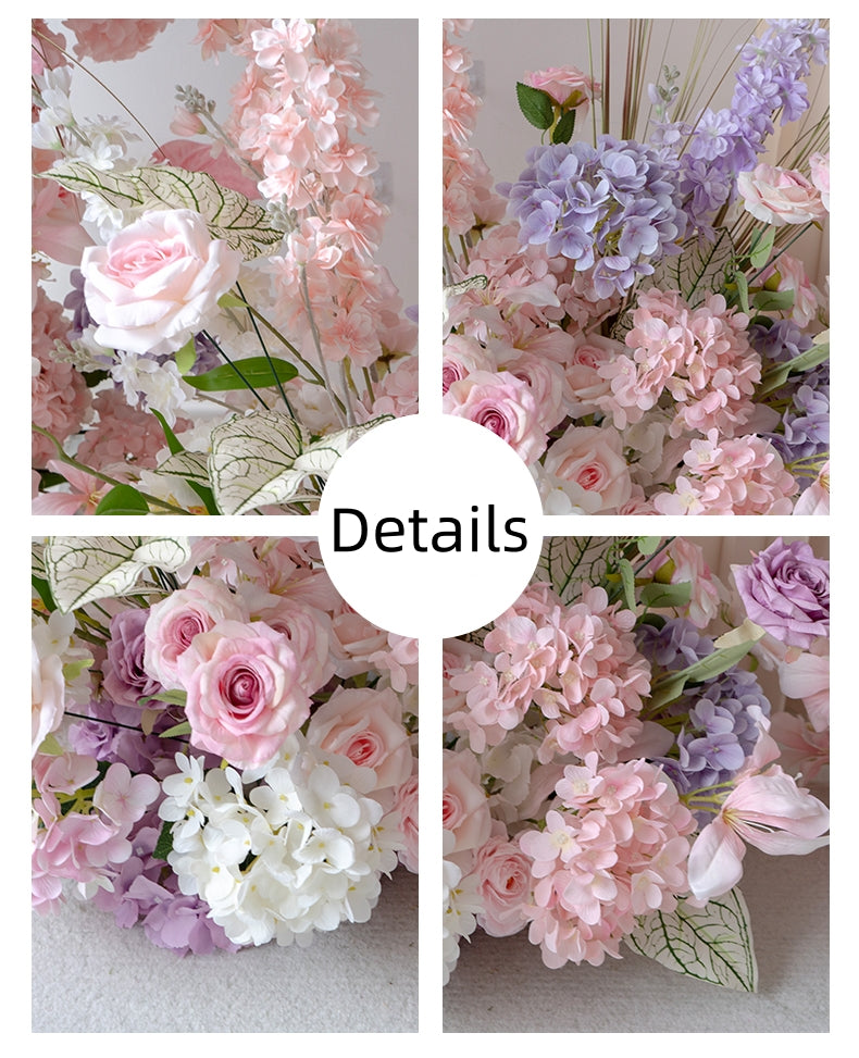 Arche florale élégante en forme de lune pour cérémonie de mariage - Arche de fleurs artificielles pour mariages, événements et occasions spéciales