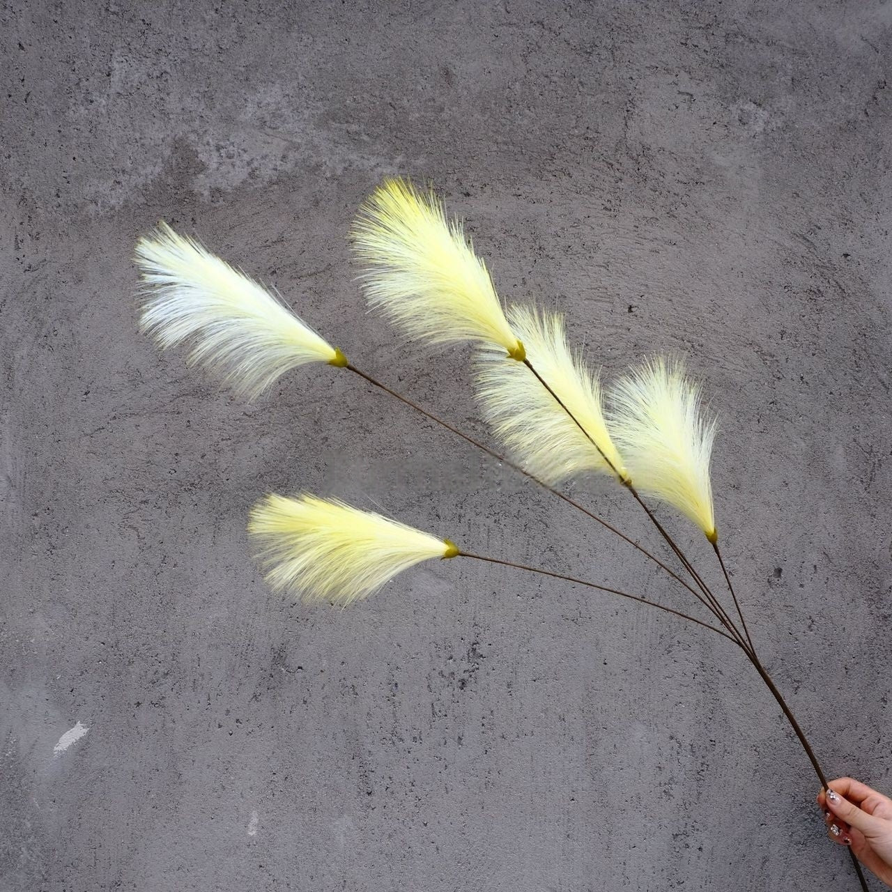 Valar Flower Dopamine Decor Bunny Tails – 5-Head Faux Feather Grass for Vases, Boho & Pastel Interiors FS-1071