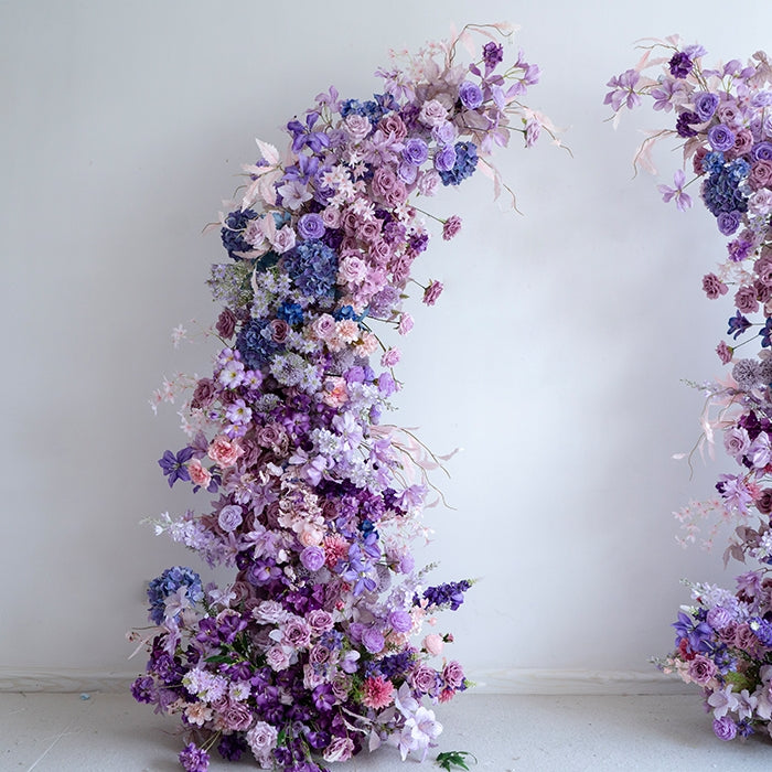 Valar Purple Dream Horn Arch, Artificial Floral Backdrop, Elegant Wedding Ceremony Decor, Luxurious Event Photography Prop VA-339