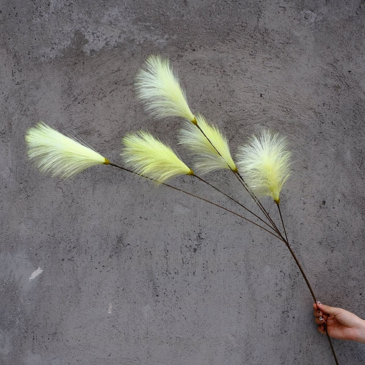 Valar Flower Dopamine Decor Bunny Tails – 5-Head Faux Feather Grass for Vases, Boho & Pastel Interiors FS-1071