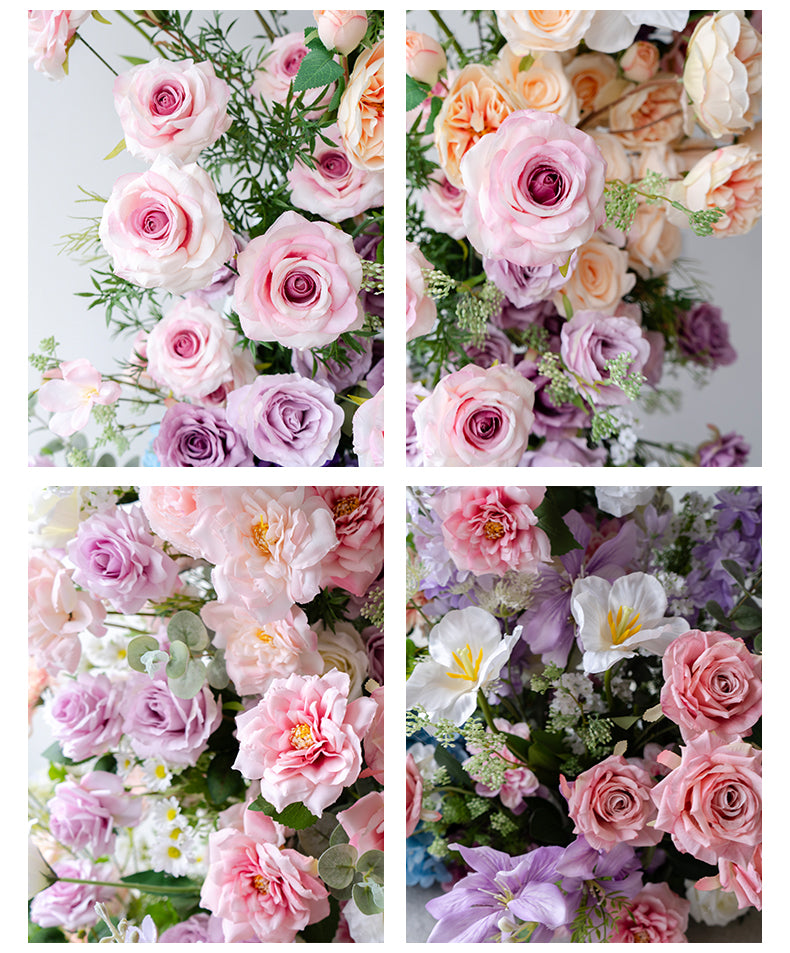 Arche florale élégante en forme de lune pour cérémonie de mariage - Arche de fleurs artificielles pour mariages, événements et occasions spéciales