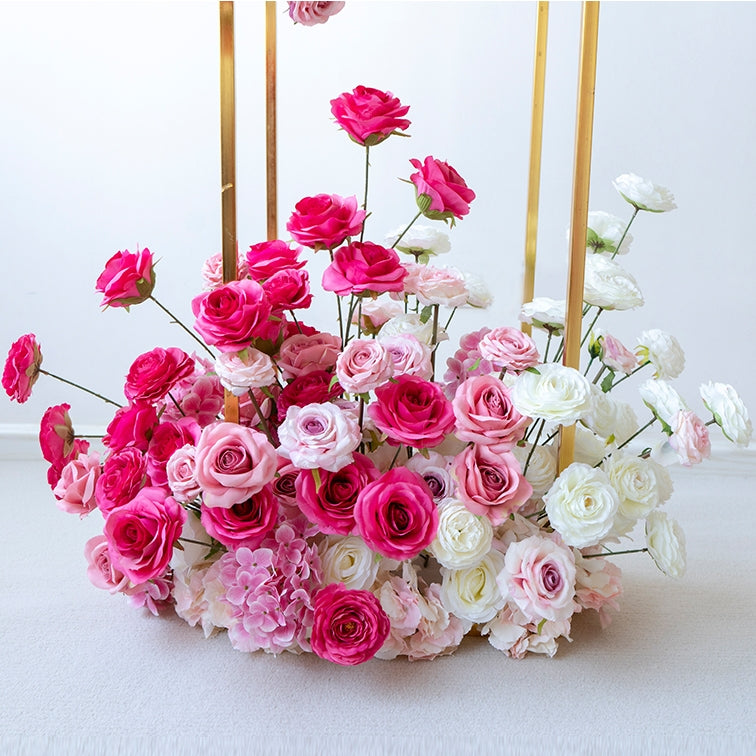 Pink Gradient Faux Flower Arrangement – Luxury Rose Installation for Party or Event Backdrop Decor FA-257