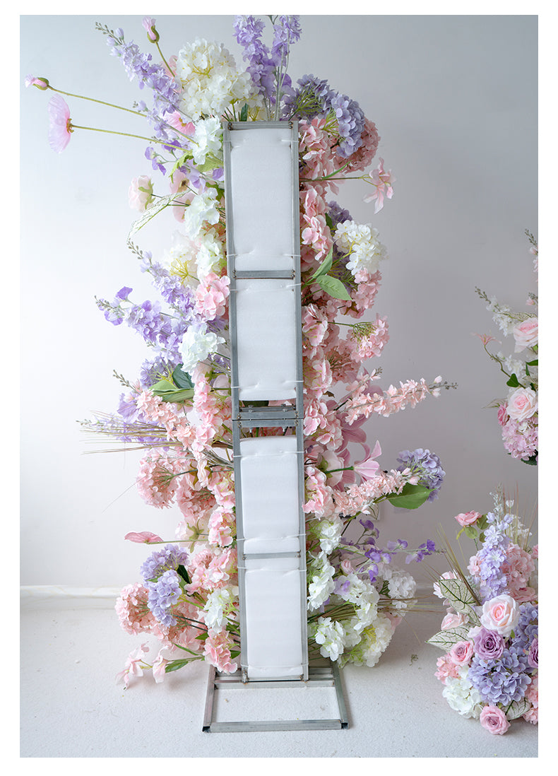 Arche florale élégante en forme de lune pour cérémonie de mariage - Arche de fleurs artificielles pour mariages, événements et occasions spéciales