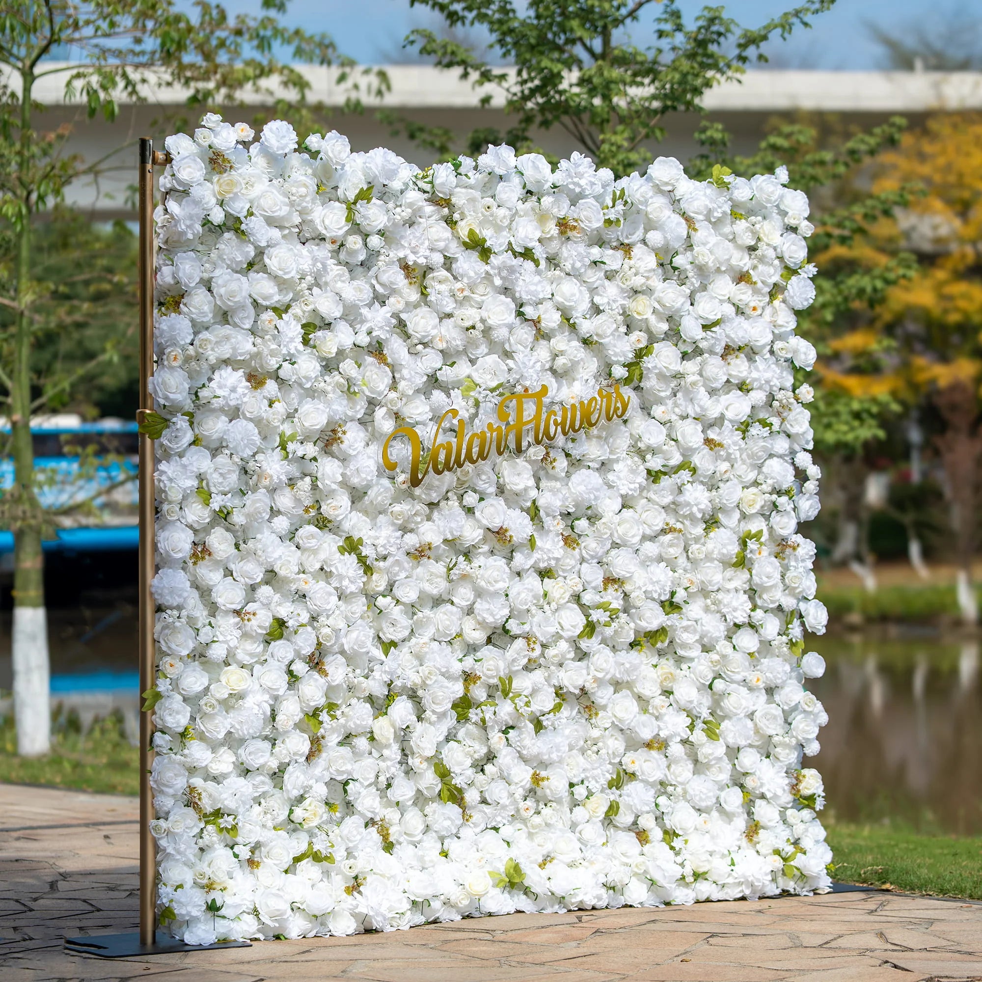 ピュアホワイト5Dシルクローズフラワーウォール | 結婚式、イベント、フォトシュートのためのエレガントな背景 VF-342