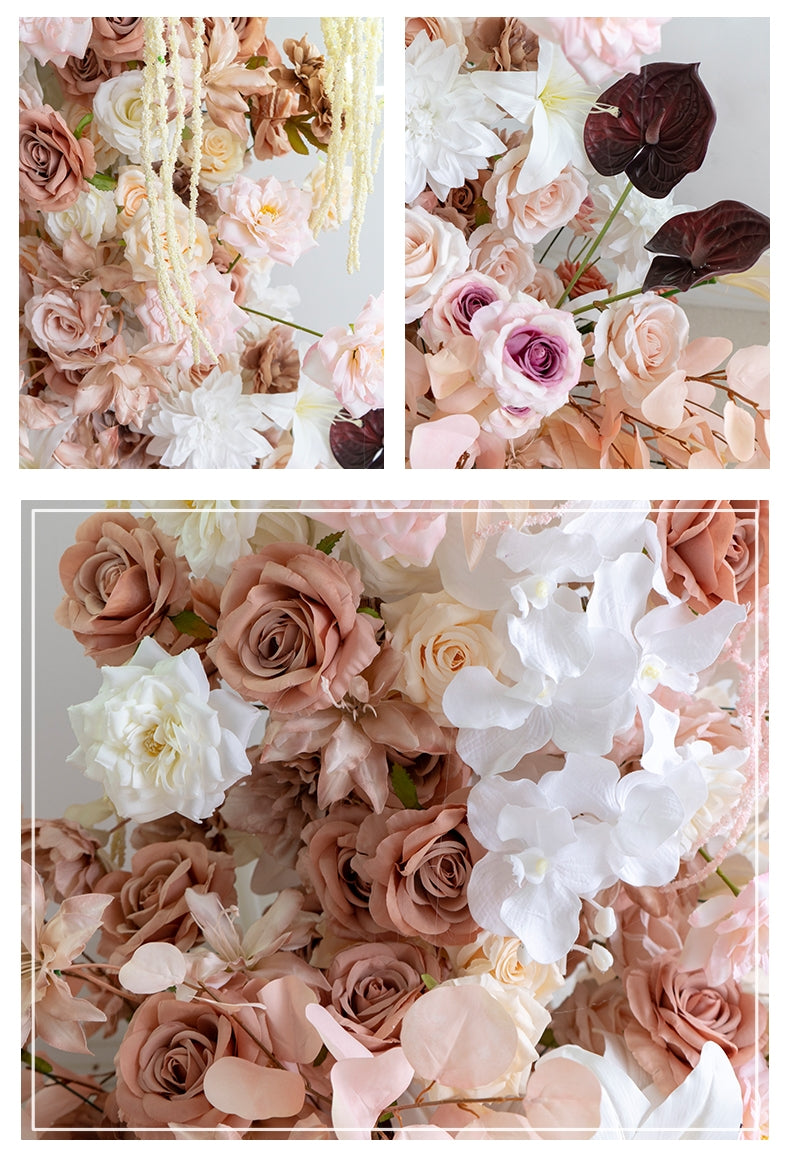 Arche florale élégante en forme de lune pour cérémonie de mariage - Arche de fleurs artificielles pour mariages, événements et occasions spéciales