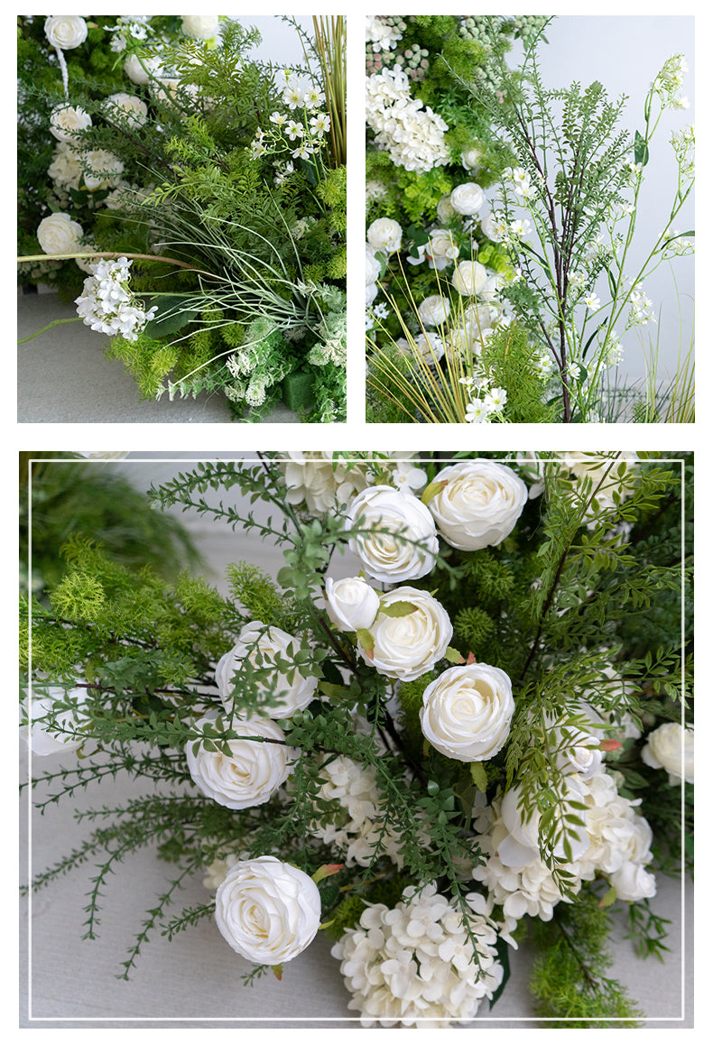 Arche florale élégante en forme de lune pour cérémonie de mariage - Arche de fleurs artificielles pour mariages, événements et occasions spéciales